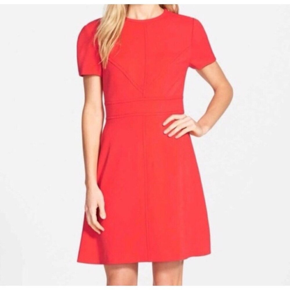 Eliza J Red Short Sleeve Sheath Dress Women's 14 Work Dress Business Casual New
